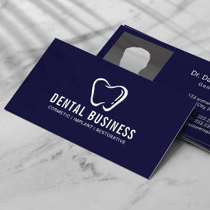 Dentist Tooth Logo Navy Blue Dental Care Foto Visitenkarte
