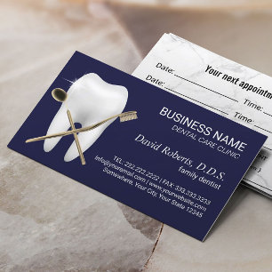 Dentist Tooth Logo Navy Blue Dental Office Terminkarte