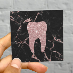 Dentist Tooth Moderne Rose Gold Marmor Zahnpflege Quadratische Visitenkarte