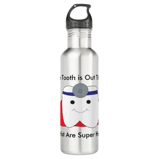Dentist Tooth Superhero Funny Edelstahlflasche (Vorderseite)