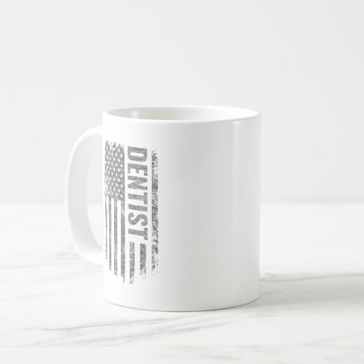 Dentist USA Flag Distressed design Mug Kaffeetasse (Vorderseite Links)