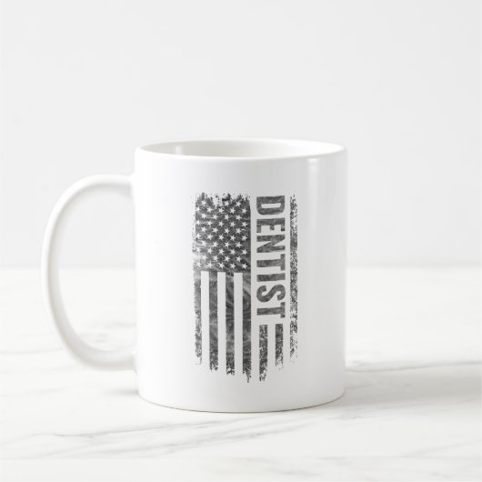 Dentist USA Flag Distressed design Mug Kaffeetasse (Links)