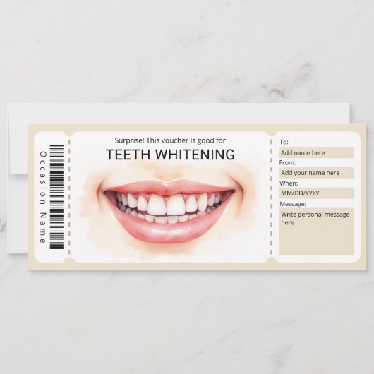 Dentist Voucher, Teeth Whitening Gift Certificate Einladung (Vorderseite)