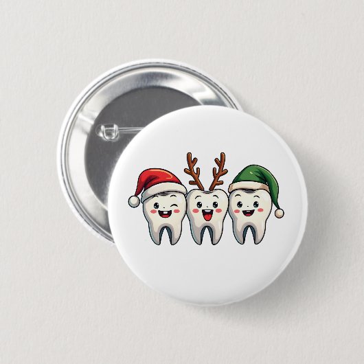Dentist Weihnachten Weihnachten Weihnachtsfeiertag Button (Vorne & Hinten)