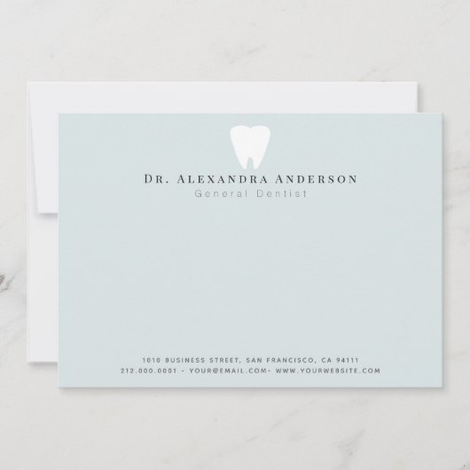 Dentist White Teeth Light Blue Mitteilungskarte (Vorderseite)