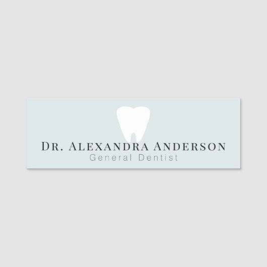 Dentist White Teeth Light Blue Namensschild (Vorderseite)