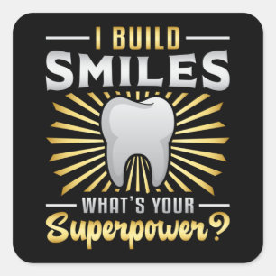 Dentist Zähne Zahn Superpower Funny Geschenk Quadratischer Aufkleber