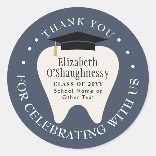  Dentistry School Tooth Graduation Thank You Runder Aufkleber (Vorderseite)