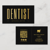 Dentistry Tooth Logo Black & Gold Visitenkarte (Vorne/Hinten)