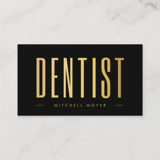 Dentistry Tooth Logo Black & Gold Visitenkarte (Vorderseite)