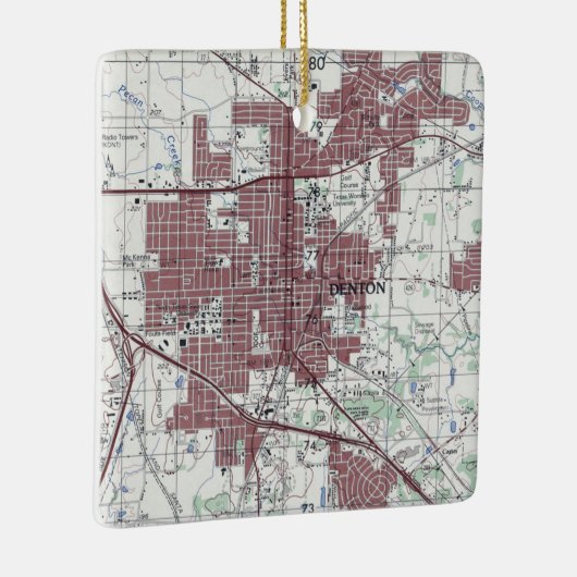 Denton Texas City Map Keramikornament (Rechts)
