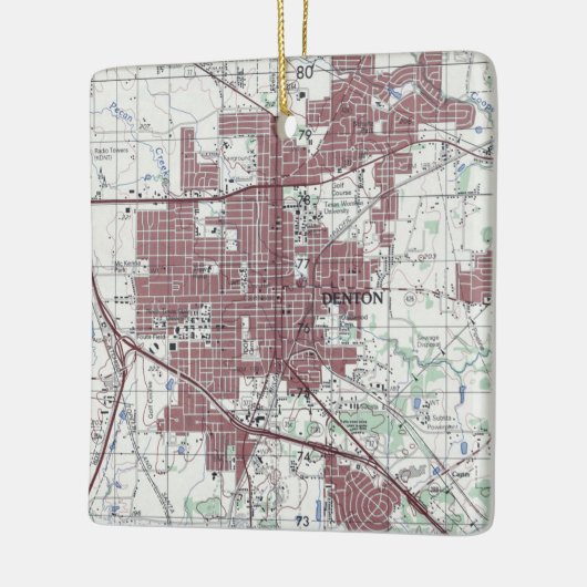 Denton Texas City Map Keramikornament (Links)
