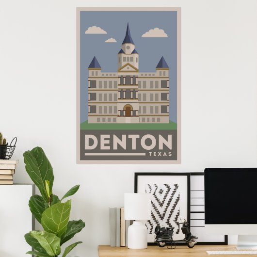 Denton Texas Courthouse Poster (Heimbüro)