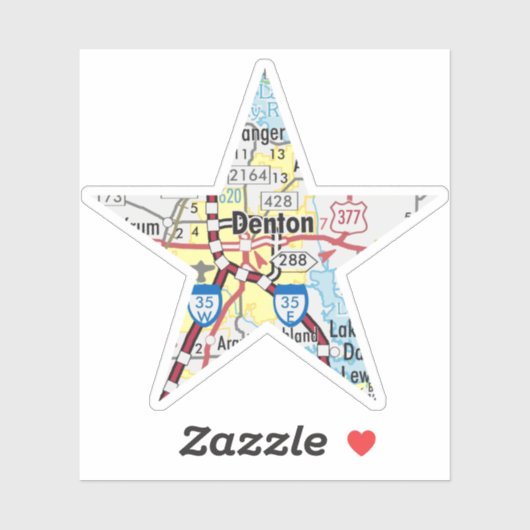Denton Texas Map Aufkleber (Blatt)