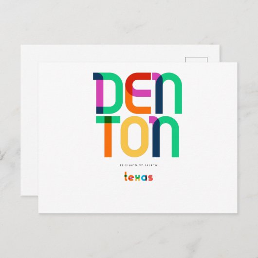 Denton Texas Mitte Jahrhundert, Pop Art, Postkarte (Vorne/Hinten)