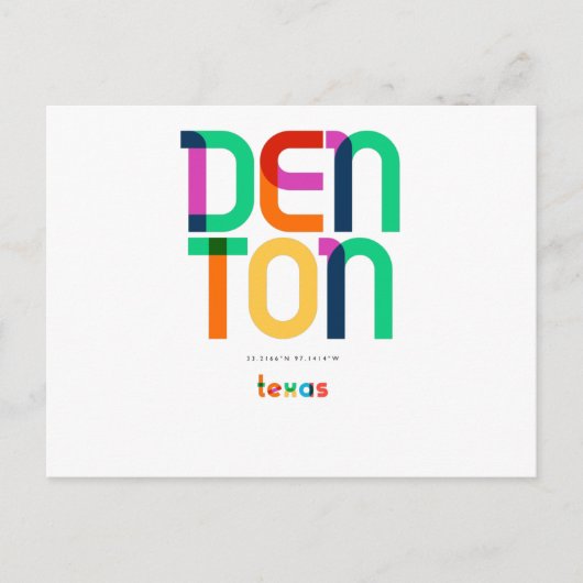 Denton Texas Mitte Jahrhundert, Pop Art, Postkarte (Vorderseite)