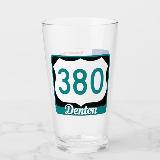 Denton, Texas, & US 380, Pint Glass Glas (Vorderseite)