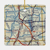 Denton TX Vintag Map Keramikornament (Rückseite)