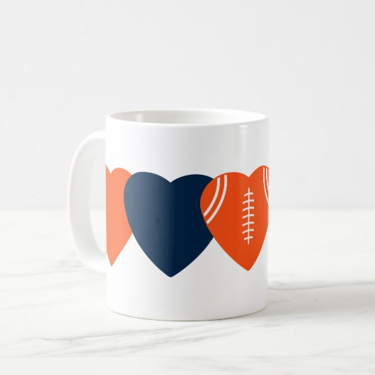 Denver Broncos Football Herzdesign Kaffeetasse (Vorderseite Links)