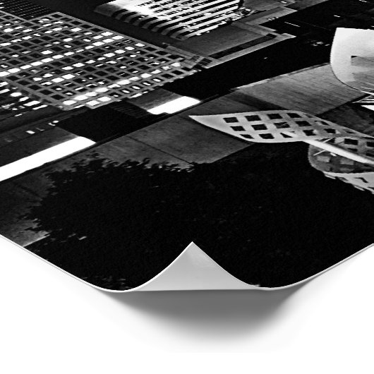 Denver by Night in Black and White Poster (Ecke)