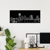 Denver by Night in Black and White Poster (Heimbüro)