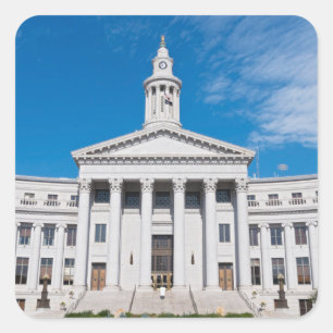 Denver City and Landkreis Gebäude Eintritt Quadratischer Aufkleber