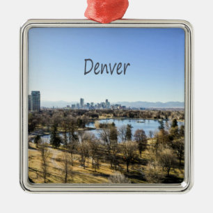 Denver City and Mountains Colorado Ornament Aus Metall