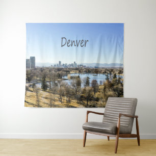 Denver City and Mountains Colorado Wandteppich