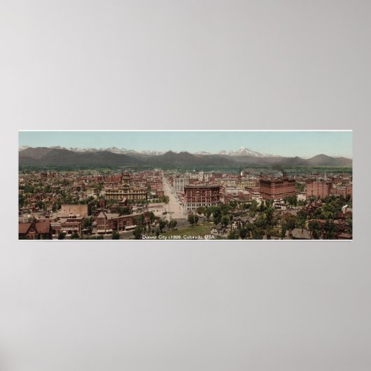 Denver City Panorama, Vintag Amerika drucken Poster (Vorne)