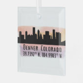 Denver CO City Skyline Latitude und Länge Ornament Aus Glas (Vorderseite links)