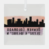 Denver CO City Skyline Latitude und Länge Ornament Aus Glas (Rückseite)