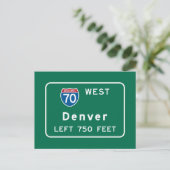 Denver, CO Road Sign Postkarte (Stehend Vorderseite)