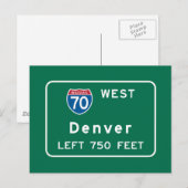 Denver, CO Road Sign Postkarte (Vorne/Hinten)