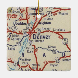 Denver CO Vintage Map Keramikornament