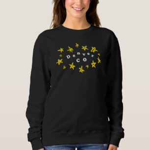 Denver Co Whimsisches Design mit Gezeichnet Sterne Sweatshirt