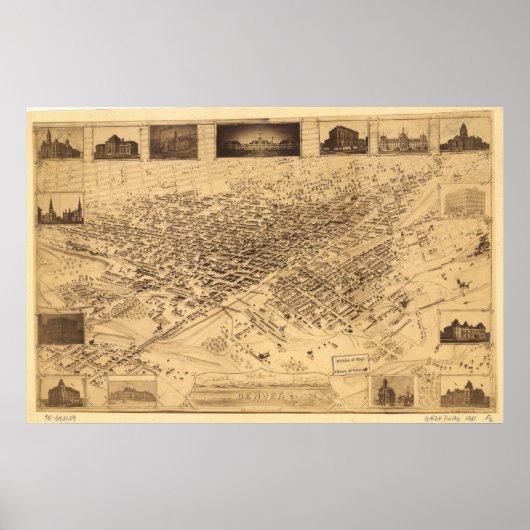 Denver Colorado 1881 Panoramakarte Poster (Vorne)