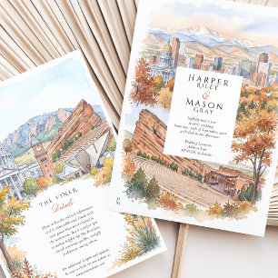 Denver Colorado Aquarell-Hochzeit Einladung