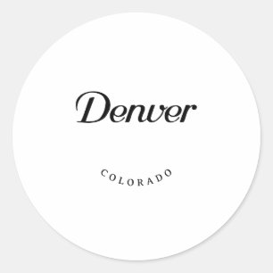 Denver Colorado Black Schriftart Runder Aufkleber