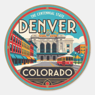 Denver Colorado Capital Retro Berg Reise Memo Runder Aufkleber