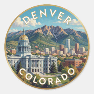 Denver Colorado Capitol Mountain 🏔 Runder Aufkleber