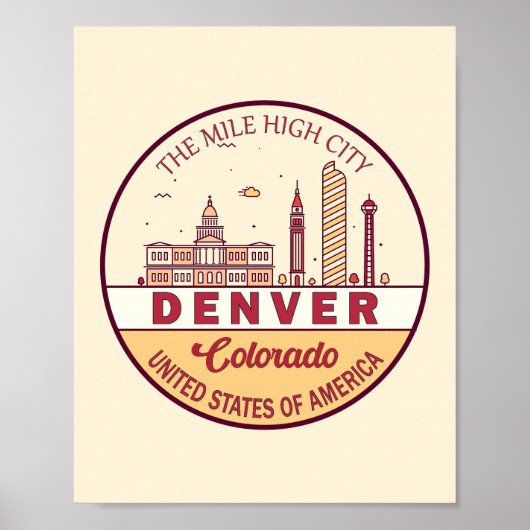 Denver Colorado City Skyline Emblem Poster (Vorne)