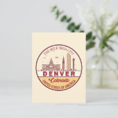 Denver Colorado City Skyline Emblem Postkarte (Stehend Vorderseite)