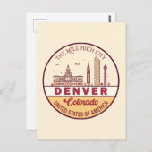 Denver Colorado City Skyline Emblem Postkarte (Vorne/Hinten)
