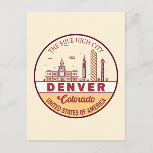 Denver Colorado City Skyline Emblem Postkarte