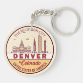 Denver Colorado City Skyline Emblem Schlüsselanhänger (Rückseite)