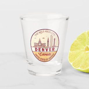 Denver Colorado City Skyline Emblem Schnapsglas