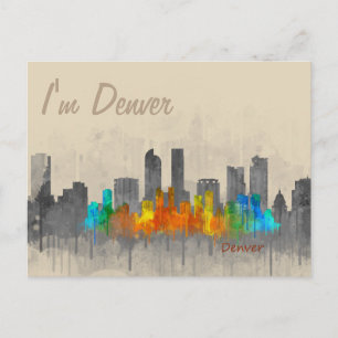 Denver Colorado City Skyline Hq v3. Ich bin denver Postkarte