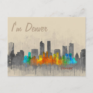 Denver Colorado City Skyline Hq v3. Ich bin denver Postkarte
