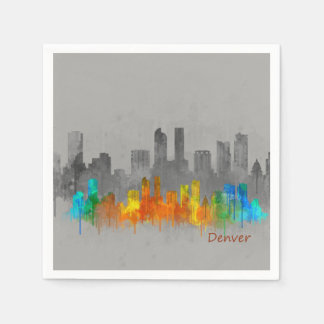 Denver Colorado City Watercolor Skyline Farbe Serviette