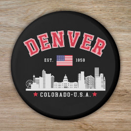 Denver Colorado Cityscape Design Magnet
